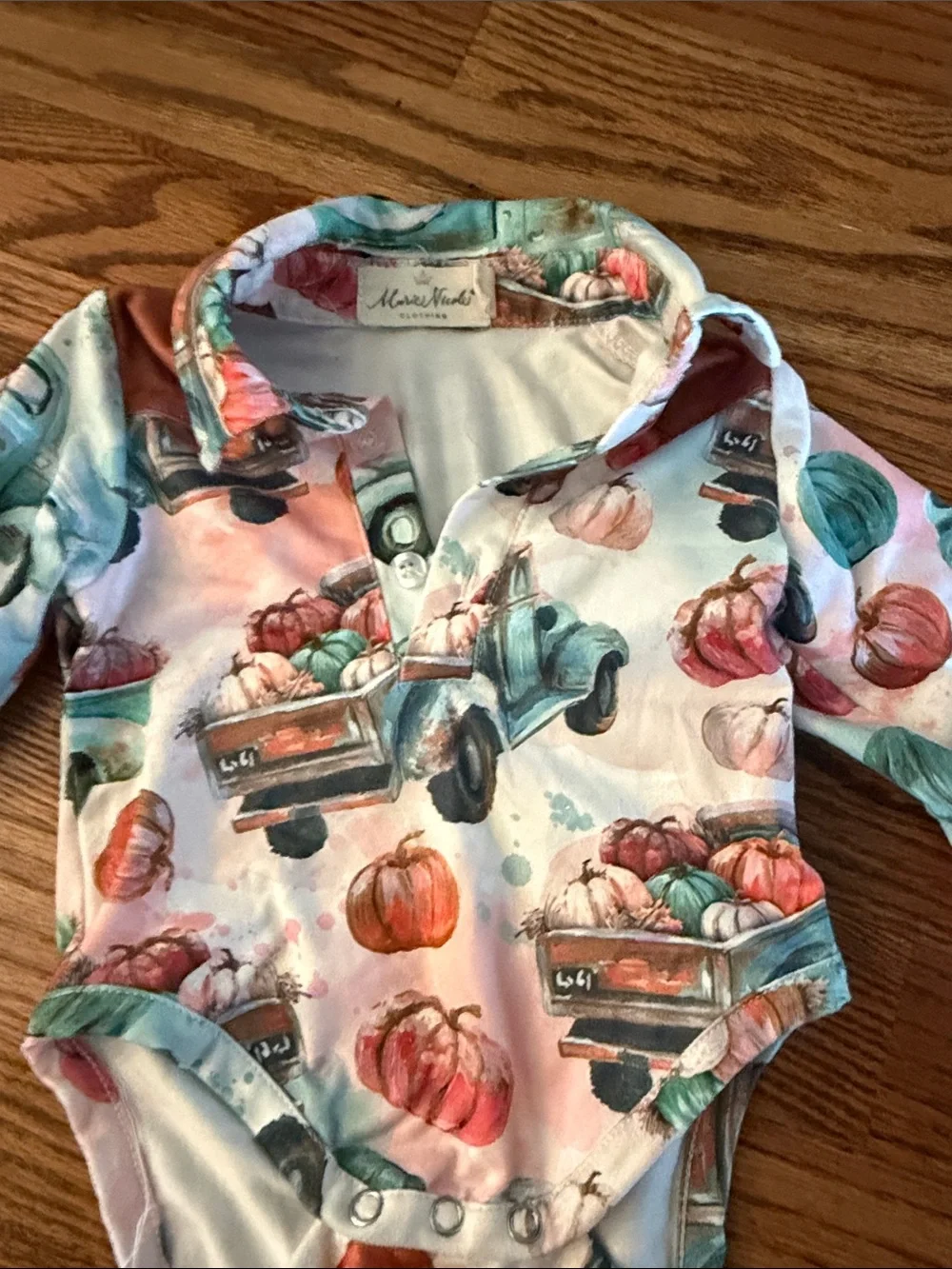 Pumpkin truck size 0-3 bodysuit